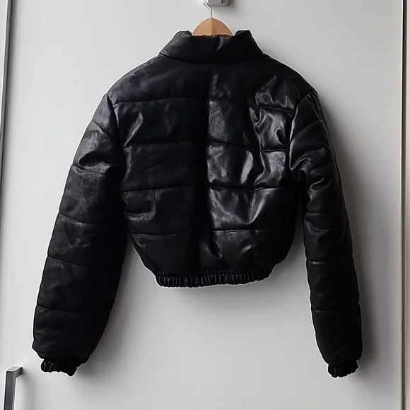 Vintage Versace Jeans Couture Coated Textured Cropped Puffer Bomber Jacket - Picture 10 of 10